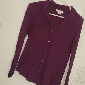 Liz Claiborne plum button up blouse
